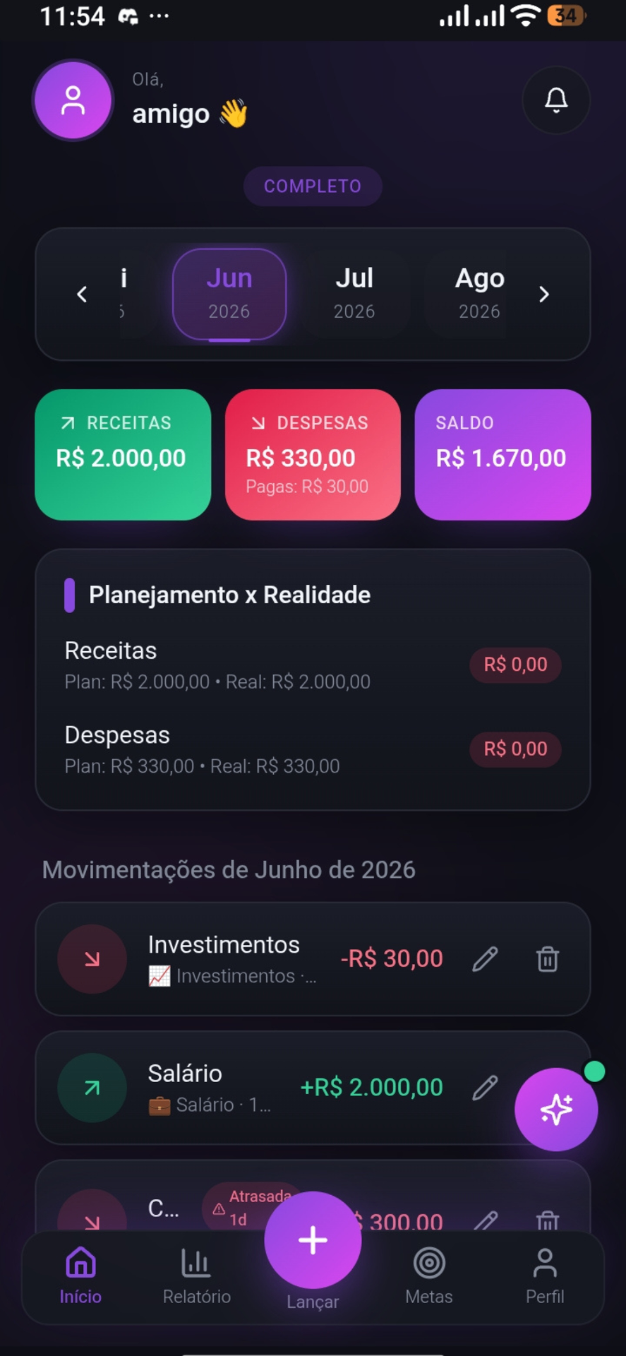 Interface do app DMF — Descomplicando Minhas Finanças